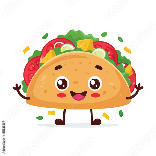 Chicken Fajitas in cute cartoon character style with expressive face and limbs.