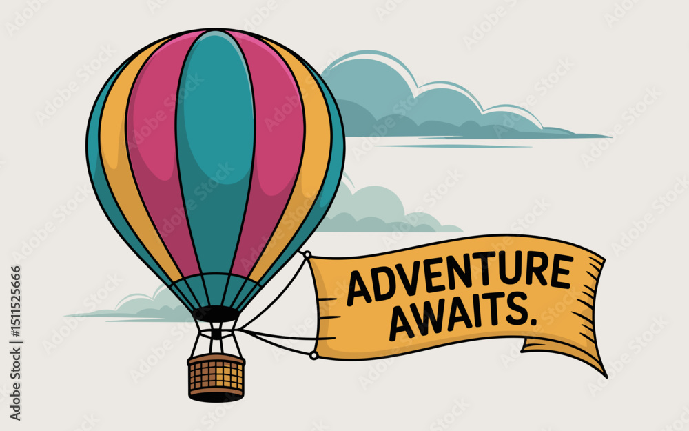 Fototapeta premium balloon, air, sky, hot, hot air balloon, vector, fly, illustration, travel, basket, design, transport, transportation, balloons, fun, flight, color, flying, icon, symbol, adventure, airship, up, vinta