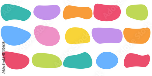 Hand drawn organic rectangle frames. Abstract doodle liquid shapes. Organic free flat blobs. Irregular fluid bubbles. Empty text box.