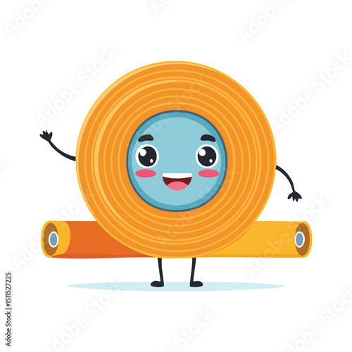 cling film in cute cartoon character style with expressive face and limbs.