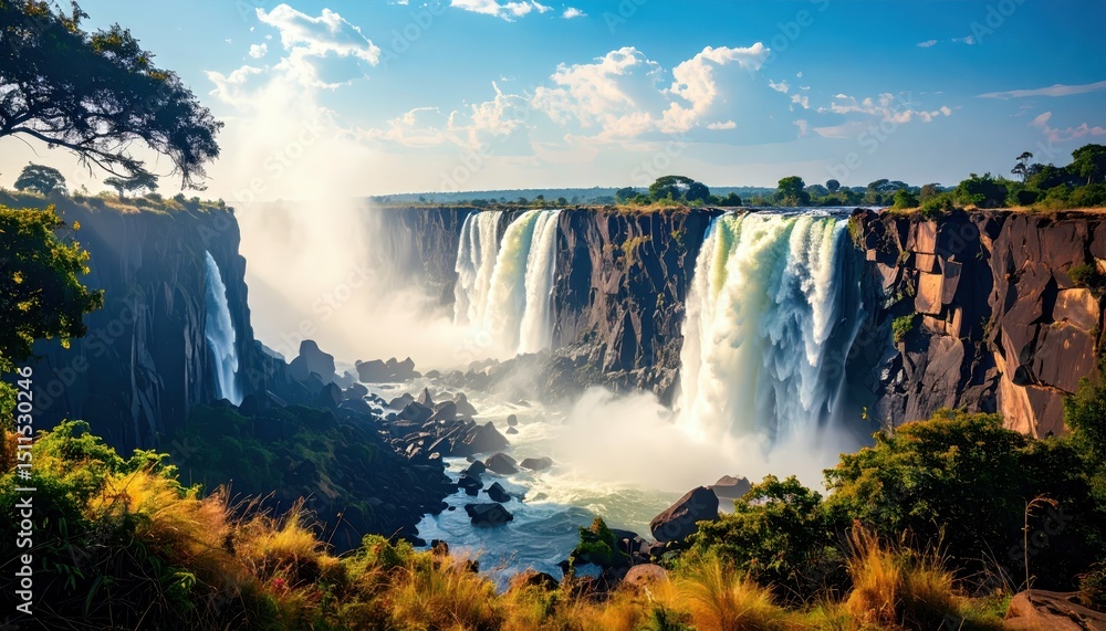 Fototapeta premium Stunning Victoria Falls Showcasing Nature's Raw Power and Tragedy