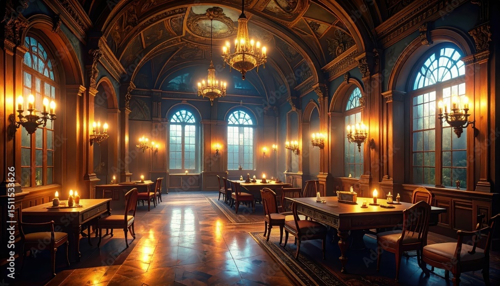 Haunted Hotel Interior with Secret Room and Ghostly Atmosphere Haunted Hotel Interior with Secret Room and Ghostly Atmosphere