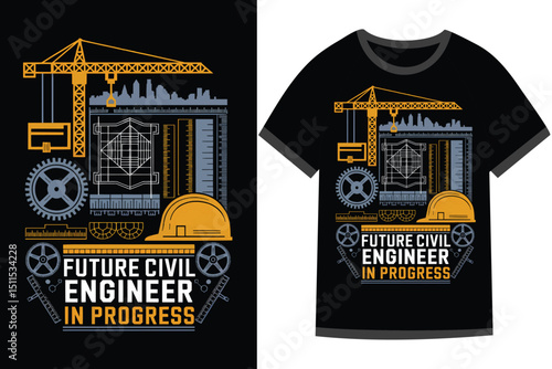 Vector illustration for Civil Engineering t shirt design