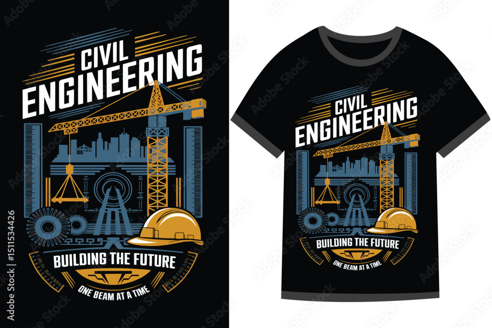 Obraz premium Vector illustration for Civil Engineering t shirt design