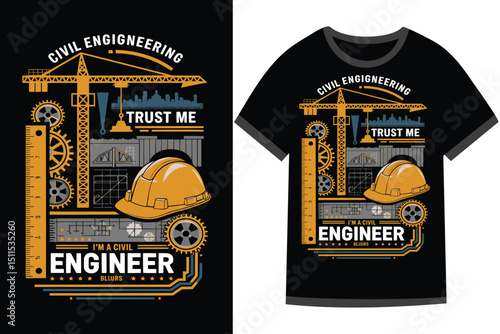 Vector illustration for Civil Engineering t shirt design