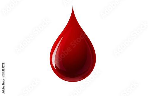 red blood drop - isolated on white background