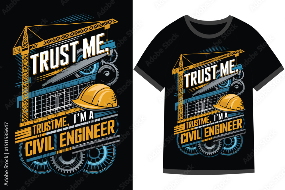 Obraz premium Vector illustration for Civil Engineering t shirt design
