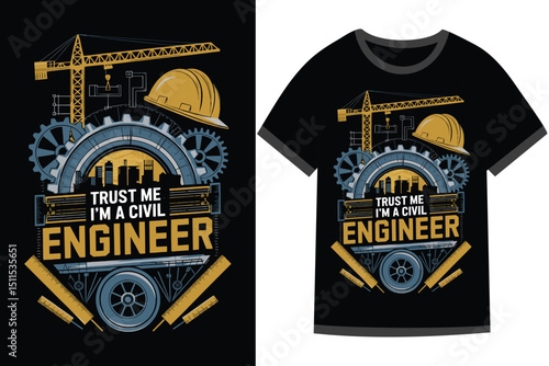 Vector illustration for Civil Engineering t shirt design
