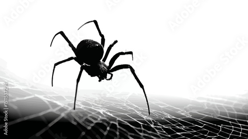 Spider web silhouette simple silhouette vector on white background   -  