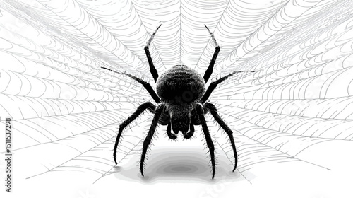 Spider web silhouette simple silhouette vector on white background   -  