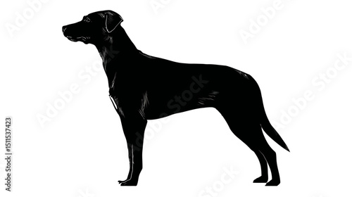 Standing dog silhouette simple silhouette vector isolated on white background  -  