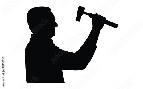 Man with hammer vector silhouette