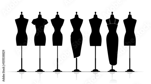 Tailor mannequin set simple silhouette vector isolated on white background  -  