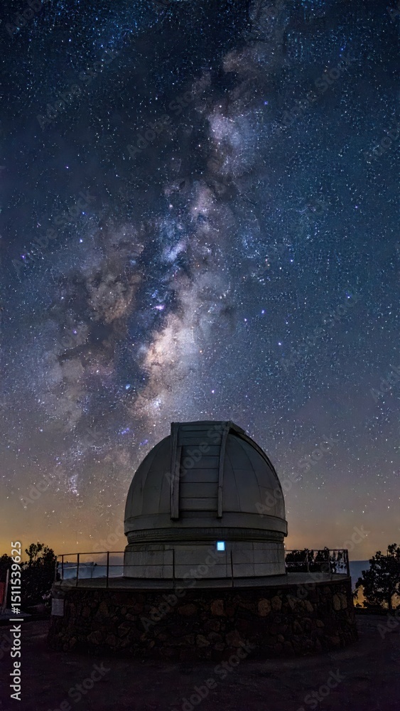 Obraz premium Stunning Observatory on Mountaintop Under Shimmering Night Sky