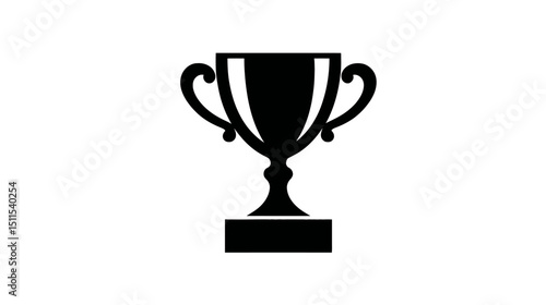 Trophy cup simple black silhouette vector isolated on white background  -  