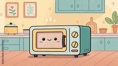 Cute Cartoon Microwave in K...