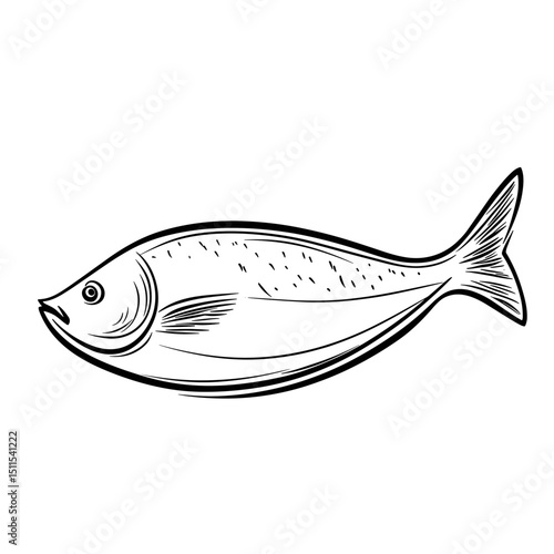 Single line drawing of mackerel fish on white background  