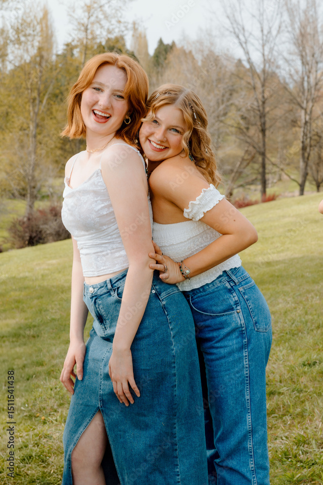 Two gen z college roommates embracing friendship on campus Two gen z college roommates embracing friendship on campus