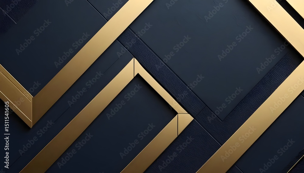 Obraz premium Abstract dark blue background with gold geometric shapes and lines creating a modern design look