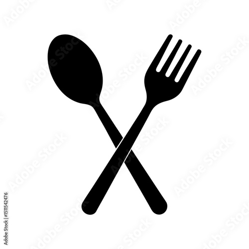 Flat Design Spoon And Fork Vector Icon Easy To Use