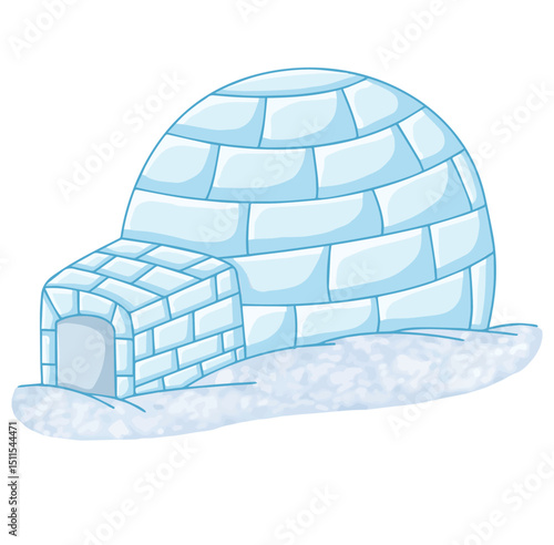 Cute cartoon hand drawn vector Igloo clipart.