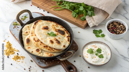 Golden Brown Naan Bread in ...