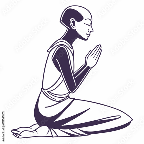 Kneeling ancient egyptian figure in prayer