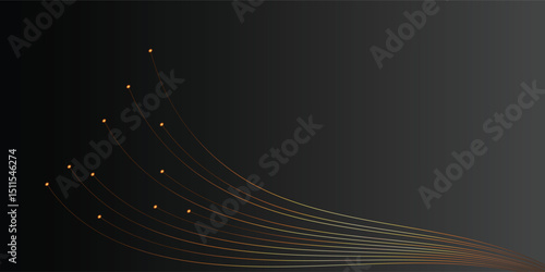 Abstract Golden Lines on Black Background for Design. This elegant image features a dynamic arrangement of golden lines radiating outwards against a pure black backdrop.