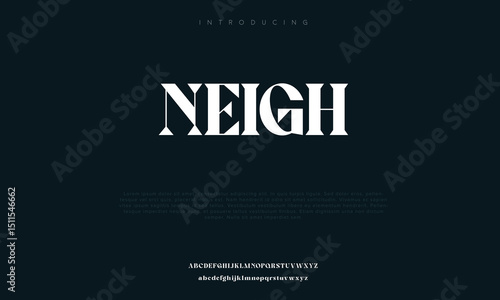 Neigh Minimal modern logo alphabet font. Typography abstract sans serif technology, electronic, movie, future, creative brand logos fonts. vector illustration