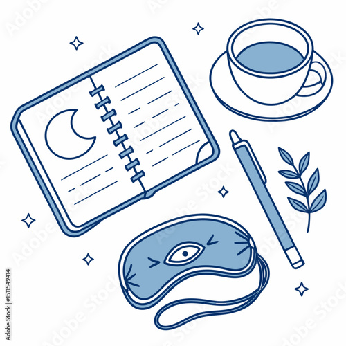 Relaxing nighttime routine illustration
