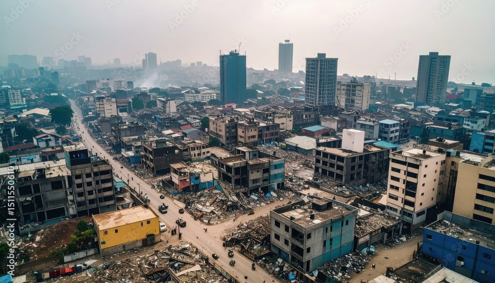Obraz premium Tragic Ruins of Lagos: A Portrait of Economic Struggles in Nigeria