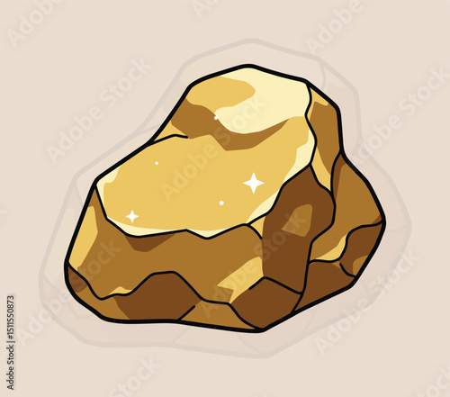Wild West Gold Nugget Vector Illustration Treasure