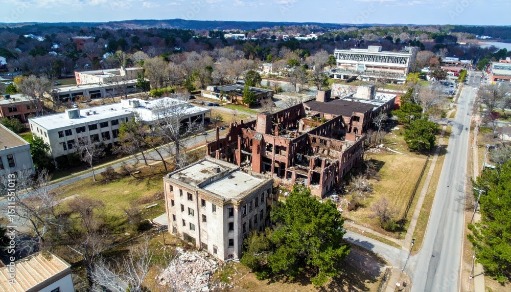 Fototapeta premium Tragic Ruins of Little Rock, Arkansas: A Snapshot of Urban Decay