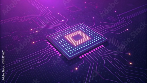 Neon CPU Chip on Circuit Bo...