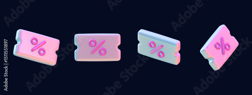 coupon, commerce, hologram, 3d, object