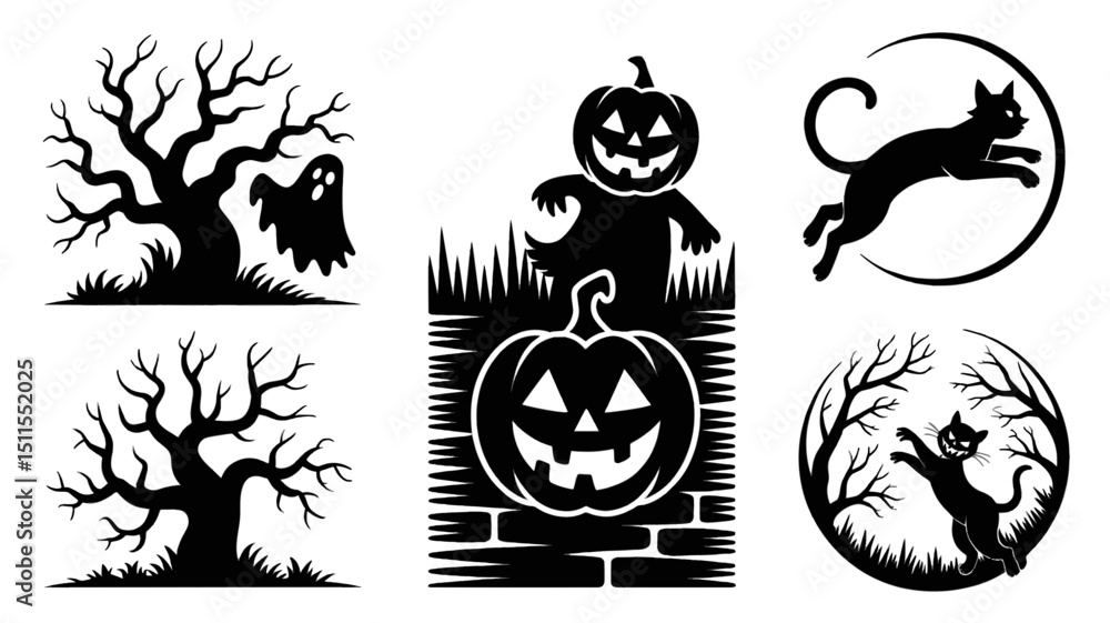 Obraz premium Halloween Collection SIlhouette Set