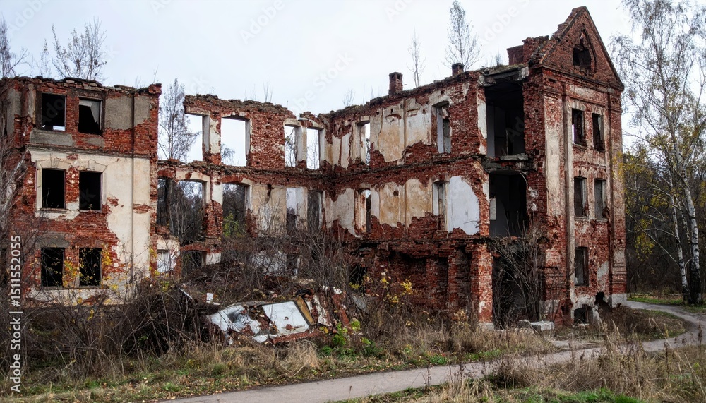 Ruined Historical Building in Moscow Showcasing Urban Resilience Ruined Historical Building in Moscow Showcasing Urban Resilience