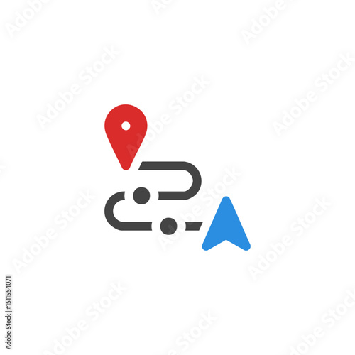 Map route icon logo flat vector design