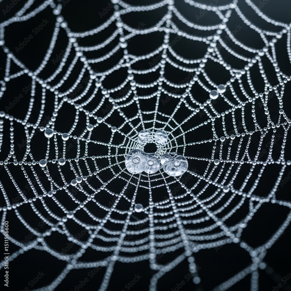Naklejka premium spider web with dew drops