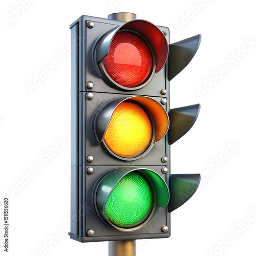 three light traffic signal shows red yellow