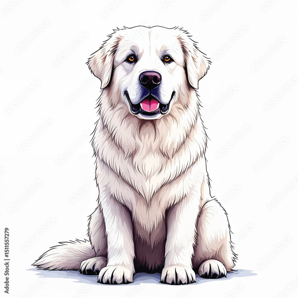 Obraz premium Great Pyrenees Puppy Vector Illustration isolated