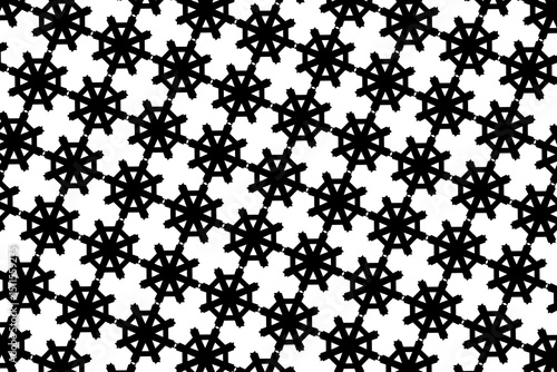 black and white circles and rectangle form letter A seamless pattern