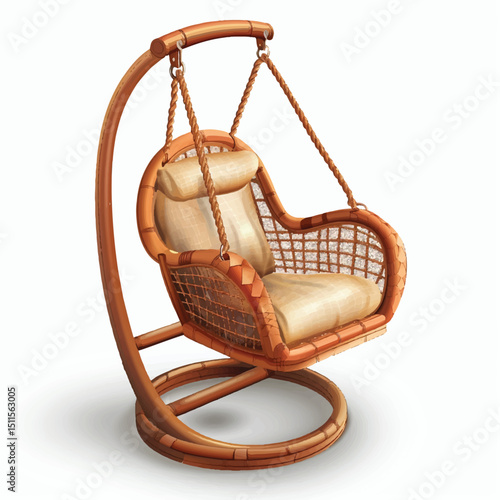Swing Chair Vector Illustration – Cozy Hanging Chair Clipart for Interior Design