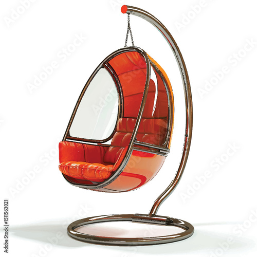 Swing Chair Vector Illustration – Cozy Hanging Chair Clipart for Interior Design