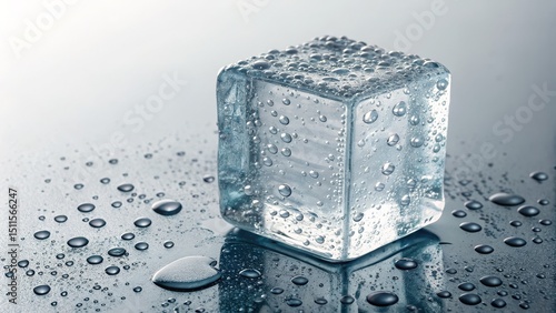 Water Droplets on Ice Cube ...