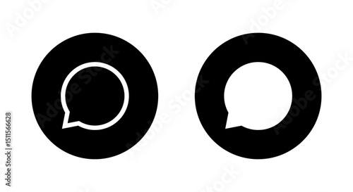 Speech bubble icon on black circle. Chat, speak sign symbol