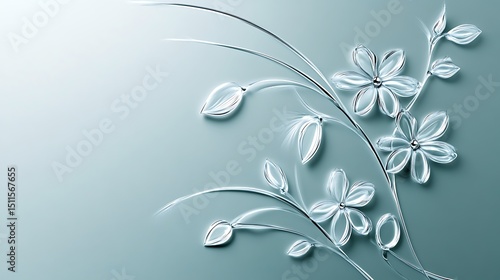 Elegant crystal flowers on a light teal background