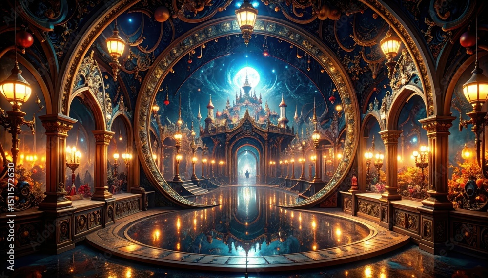 Obraz premium Twisted Carnival of Distorted Reflections in a Magical Maze