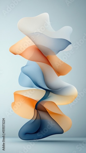 Abstract fluid forms in pastel and muted tones