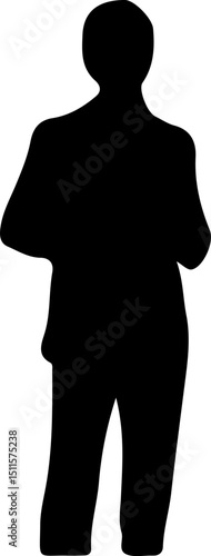 Silhouette of a man arranging his shirt